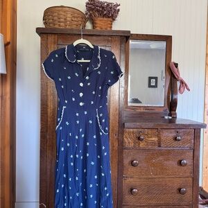 Christy Dawn Sebastian Navy Blue Floral Dress